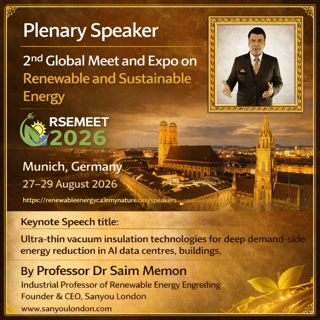 Plenary Speech in Munich, Germany on Demand-Side Vacuum Insulation, RSEMEET 2026 Sanyou London Saim Memon