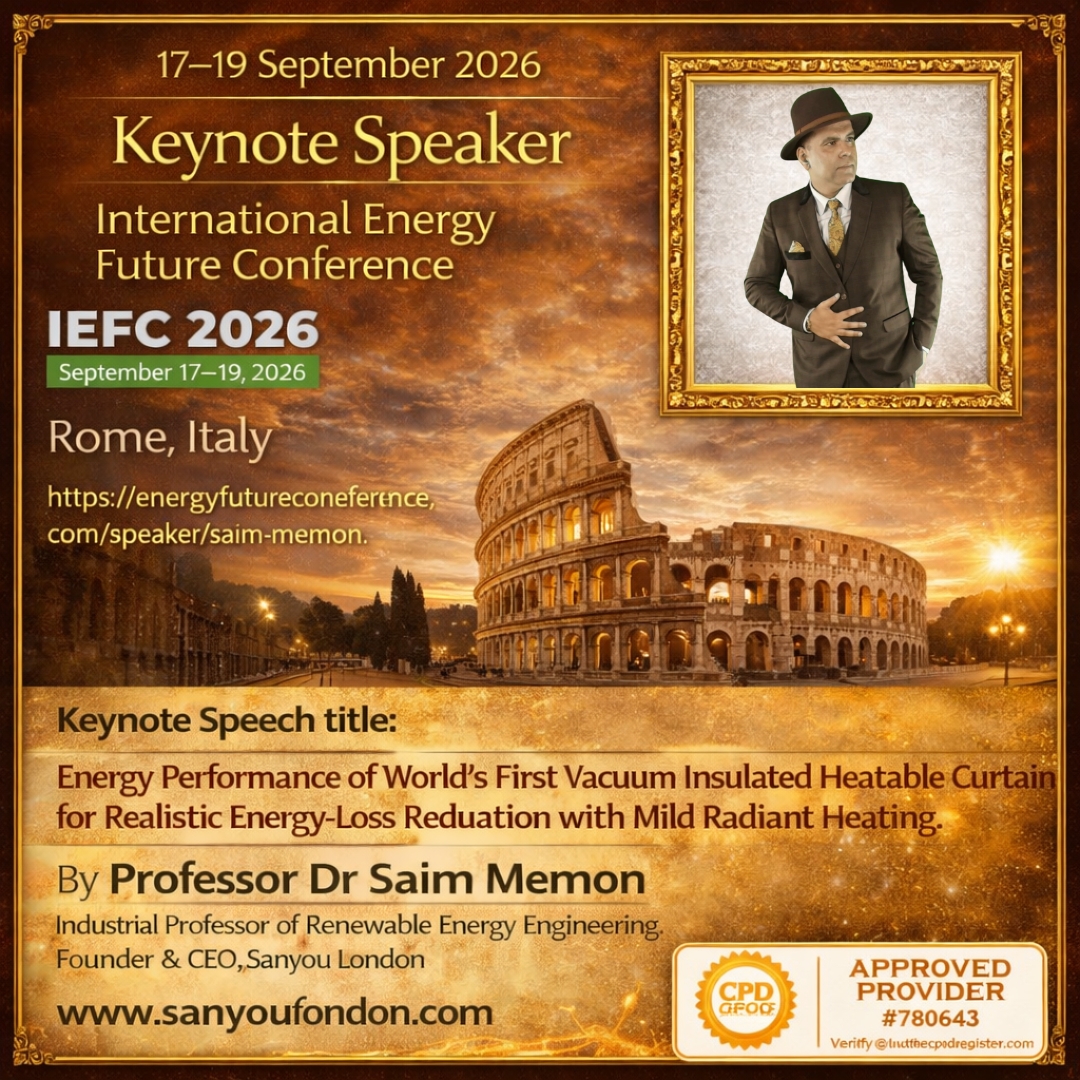 Keynote in Rome Italy by Sanyou London Energy Savings Innovations IEFC 2026 Professor Saim Memon