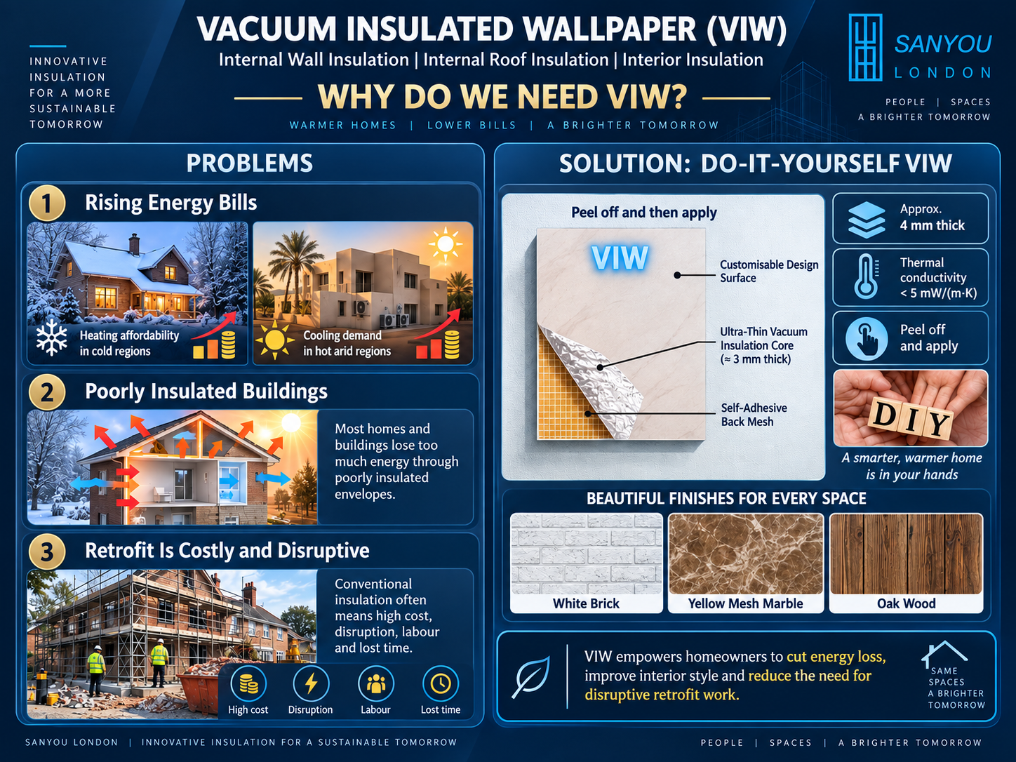 VIW Sanyou London DIY Vacuum Insulated Wallpaper